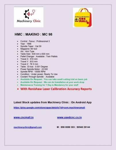 hmc makino mc 98 Manufacturers, Suppliers in Ahmedabad