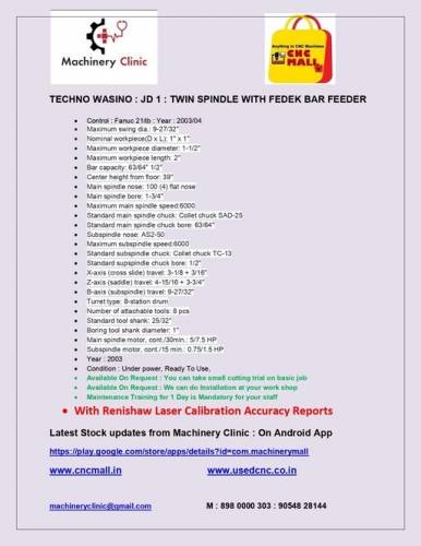 twin spindle chucker wasino jd 1 Manufacturers, Suppliers in Dewas